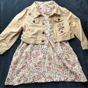 Daisy Fuentes Tan Floral Embroidered Jean Jacket